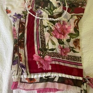 Roberto Cavalli Floral Sheer Top